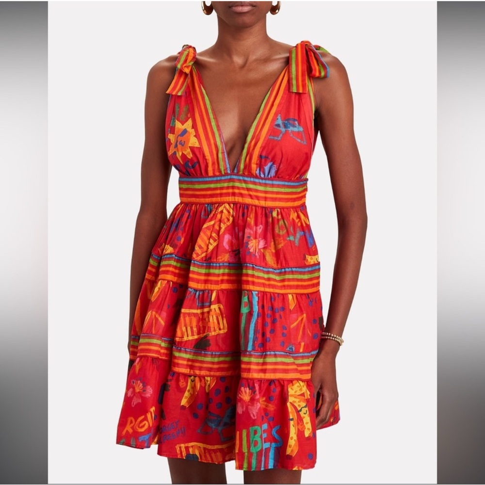 NWT FARM RIO Good Vibes Tie-Shoulder Mini Dress XL